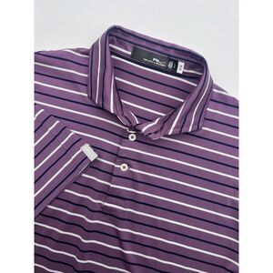 RLX Ralph Lauren Polo Shirt L Purple Striped Performance Barton Creek Golf Mens‎